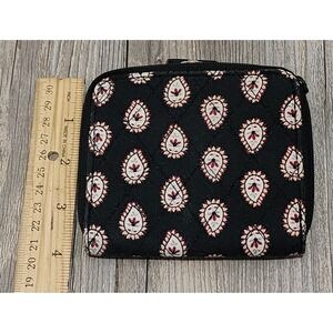 Vera Bradley Wallet Compact Zip Around Paisley Print Black‎ Small